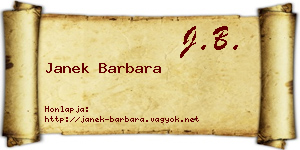 Janek Barbara névjegykártya